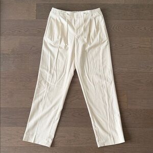 Reiss Off-White Pleated Drawstring Chinos